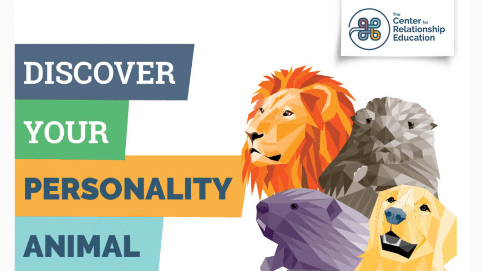 an infographic titled discover your personality animal by the center for relationship education featuring stylized animal icons