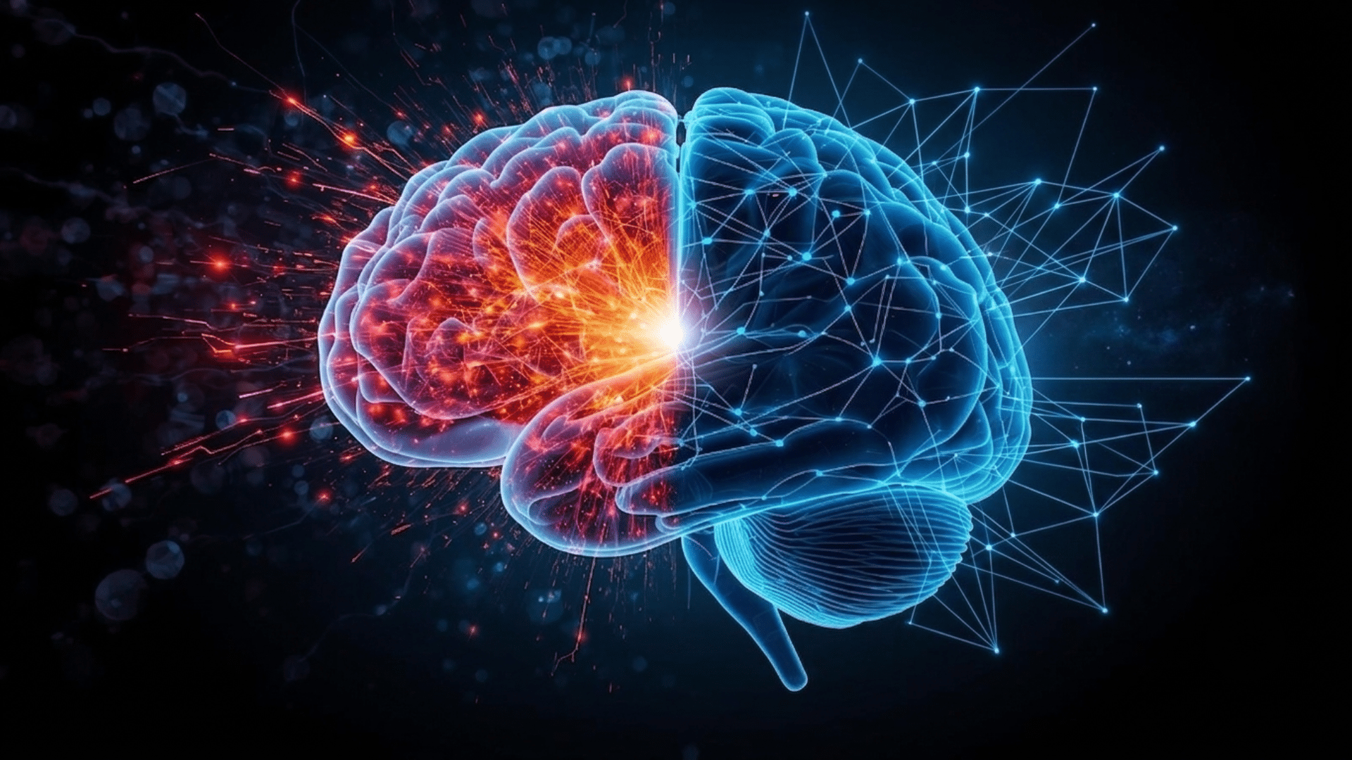brain illustration highlighting interconnected neural networks and active regions associated with motivation and decision making