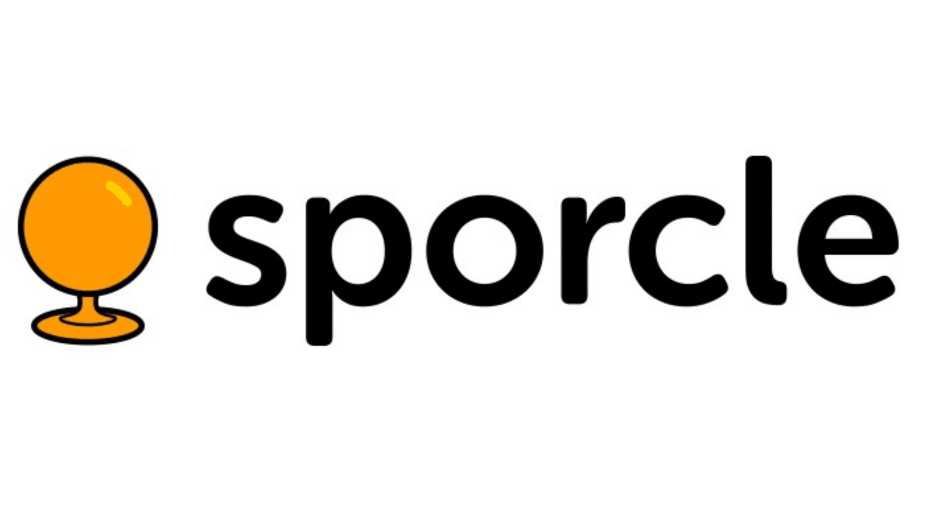sporcle logo featuring an orange globe graphic on a small stand followed by the brand name in black lowercase text